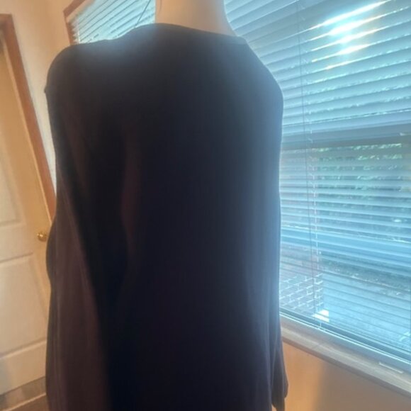 Charter Club Navy Faux Leather trim zip front pockets open cardigan, size XL - Picture 3 of 5